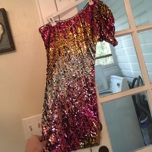 One shoulder sequin bacci dress